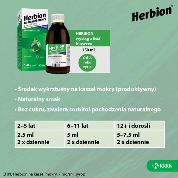Herbion Syrop na kaszel mokry 7 mg/ml (150 ml) - zdjęcie produktu