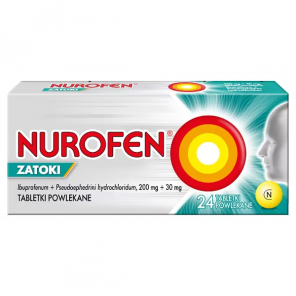 Nurofen Zatoki 200 mg + 30 mg, na ból zatok, 24 tabletki powlekane - zdjęcie produktu