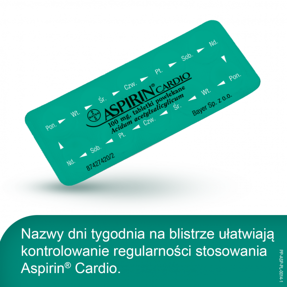 Aspirin Cardio 100 mg – tabletki powlekane (28 szt.) - zdjęcie produktu
