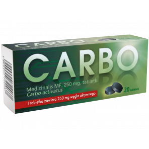 Carbo Medicinalis MF 250 mg – tabletki na wzdęcia i biegunkę (20 tabl.) - zdjęcie produktu