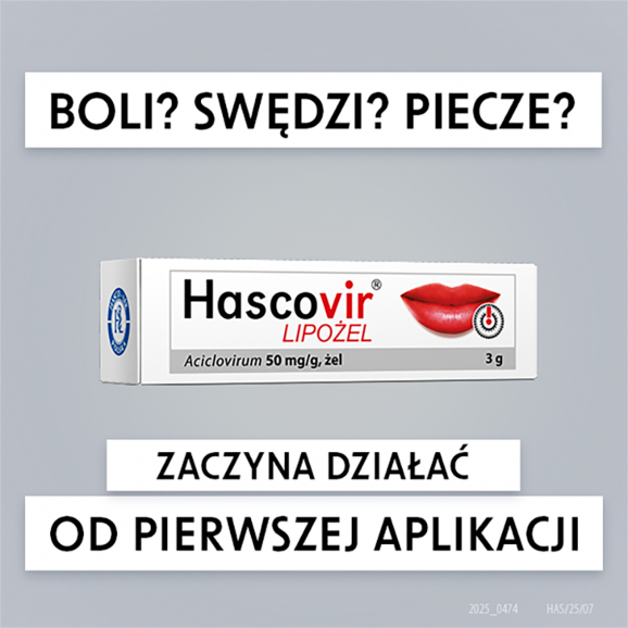 Hascovir Lipożel pro, 50 mg/g, żel, 3 g - zdjęcie produktu