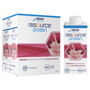 Nestle Resource Protein, smak owoce leśne – środek spożywczy specjalnego przeznaczenia medycznego (4 x 200 ml) - zdjęcie produktu