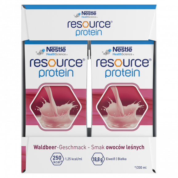 Nestle Resource Protein, smak owoce leśne – środek spożywczy specjalnego przeznaczenia medycznego (4 x 200 ml) - zdjęcie produktu