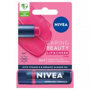 Nivea Caring Beauty 3w1 Pielęgnująca Pomadka do Ust Pink (4,8g) - zdjęcie produktu