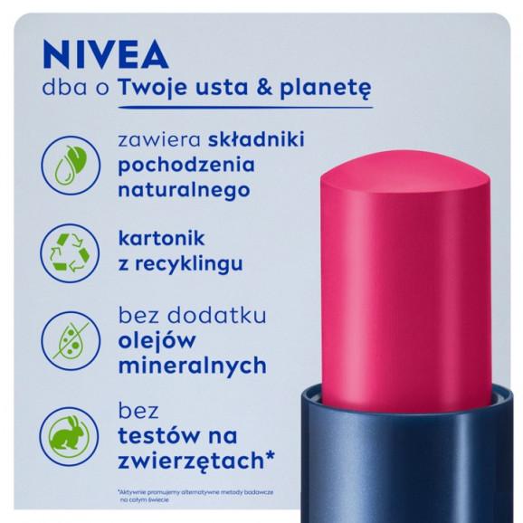 Nivea Caring Beauty 3w1 Pielęgnująca Pomadka do Ust Pink (4,8g) - zdjęcie produktu