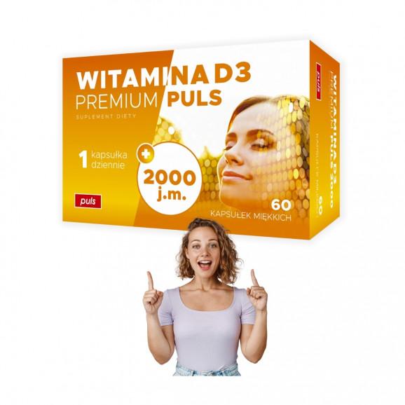 Witamina D3 Premium PULS 2000 j.m., kapsułki, 60 szt. - zdjęcie produktu