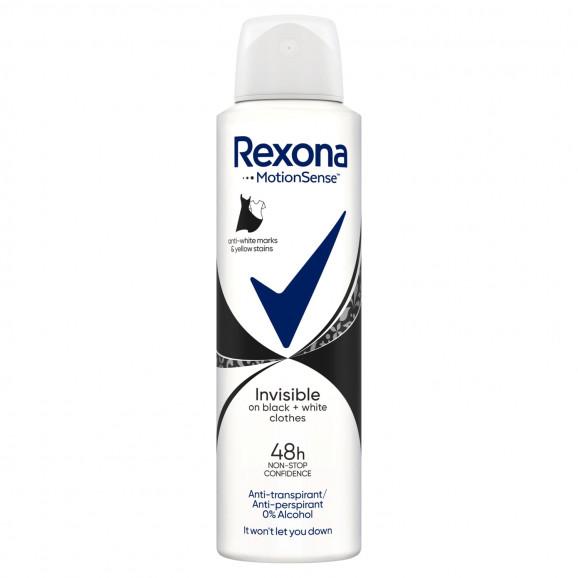 Rexona Invisible on Black + White 48H Antyperspirant Spray Damski 150ML Rexona Invisible on Black + White 48H Antyperspirant Spray Damski 150ML - zdjęcie produktu