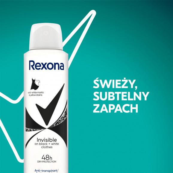 Rexona Invisible on Black + White 48H Antyperspirant Spray Damski 150ML Rexona Invisible on Black + White 48H Antyperspirant Spray Damski 150ML - zdjęcie produktu