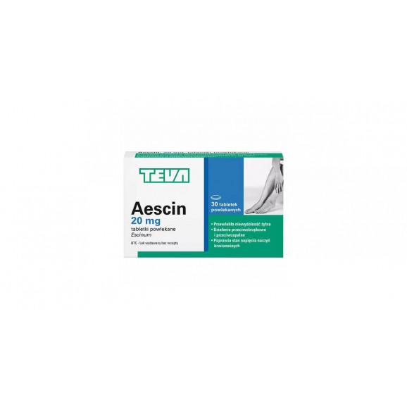 Aescin 20 mg – tabletki dojelitowe (30 sztuk) Aescin 20 mg – tabletki dojelitowe (30 sztuk) - zdjęcie produktu