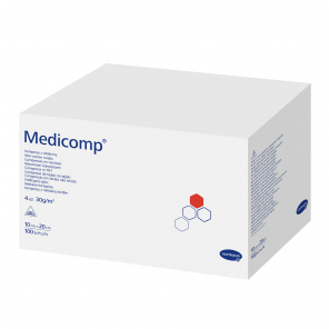 Kompresy Medicomp, niejałowe włókninowe, 4-warstwowe, 10x20 cm (100 sztuk) - zdjęcie produktu