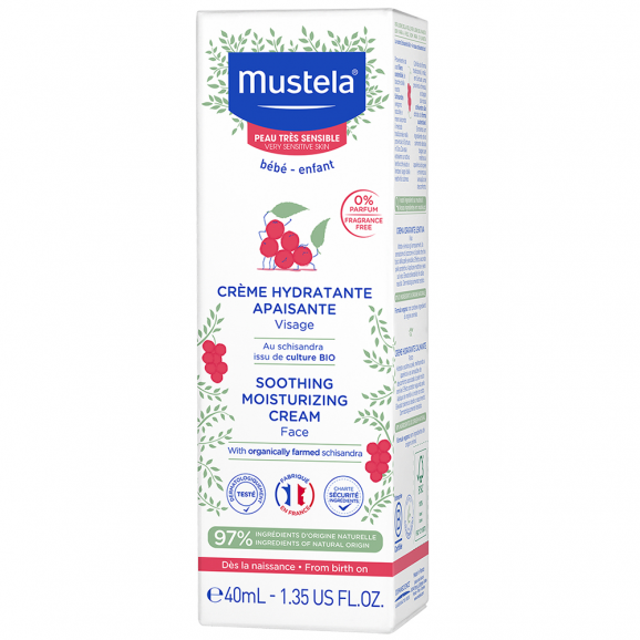 Mustela Bebe Enfant Łagodzący krem nawilżający do twarzy do skóry bardzo wrażliwej, od urodzenia, 40 ml Mustela Bebe Enfant Łagodzący krem nawilżający do twarzy do skóry bardzo wrażliwej, od urodzenia, 40 ml - zdjęcie produktu