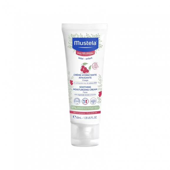 Mustela Bebe Enfant Łagodzący krem nawilżający do twarzy do skóry bardzo wrażliwej, od urodzenia, 40 ml Mustela Bebe Enfant Łagodzący krem nawilżający do twarzy do skóry bardzo wrażliwej, od urodzenia, 40 ml - zdjęcie produktu