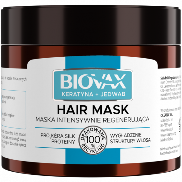 Biovax Maska Intensywnie Regenerująca do włosów Keratyna + Jedwab (250 ml) Biovax Maska Intensywnie Regenerująca do włosów Keratyna + Jedwab (250 ml) - zdjęcie produktu