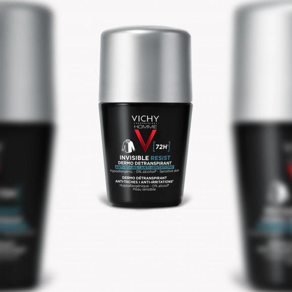 Vichy Homme Invisible Resist Antyperspirant roll-on dla mężczyzn, przeciw śladom na ubraniach, 50 ml - zdjęcie produktu