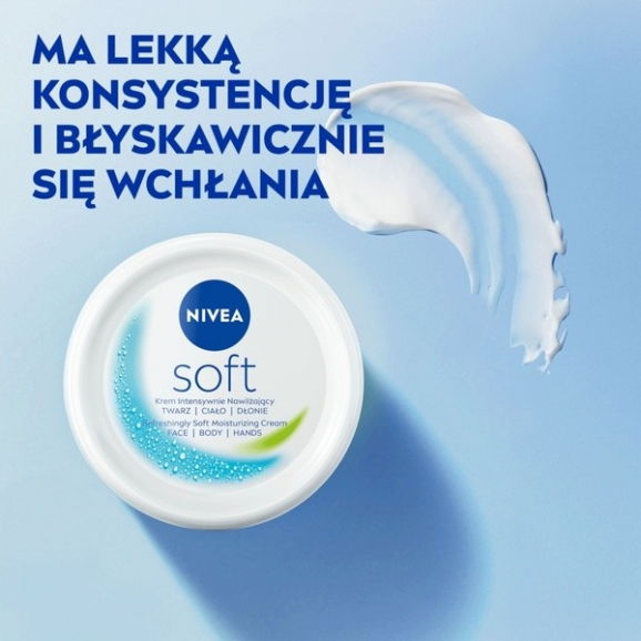 Nivea Soft, intensywnie nawilżający krem do twarzy i ciała, 300 ml - zdjęcie produktu