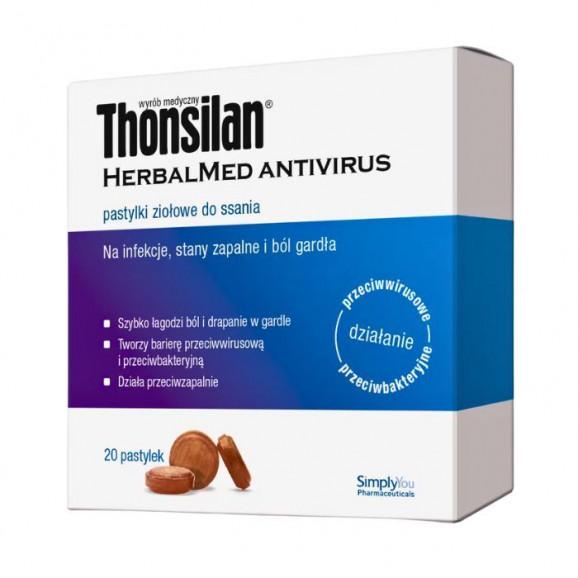 Thonsilan HerbalMed Antivirus – ziołowe pastylki (20 pastylek) Thonsilan HerbalMed Antivirus – ziołowe pastylki (20 pastylek) - zdjęcie produktu