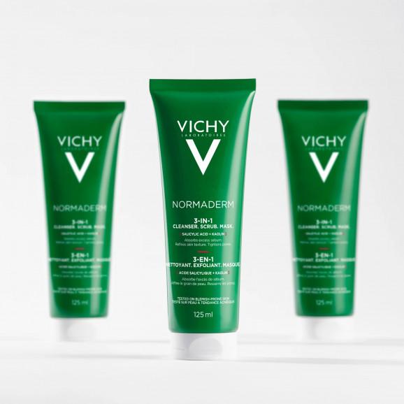 Vichy Normaderm Cleanser Scrub Mask, żel do mycia, peeling i maseczka oczyszczająca 3w1, 125 ml Vichy Normaderm Cleanser Scrub Mask, żel do mycia, peeling i maseczka oczyszczająca 3w1, 125 ml - zdjęcie produktu