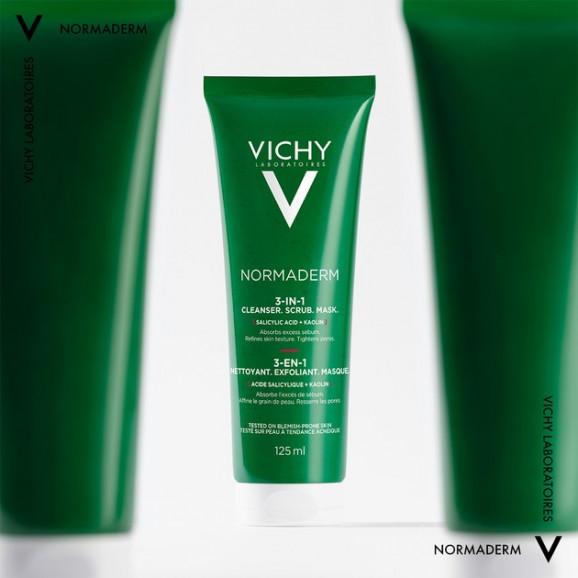 Vichy Normaderm Cleanser Scrub Mask, żel do mycia, peeling i maseczka oczyszczająca 3w1, 125 ml Vichy Normaderm Cleanser Scrub Mask, żel do mycia, peeling i maseczka oczyszczająca 3w1, 125 ml - zdjęcie produktu