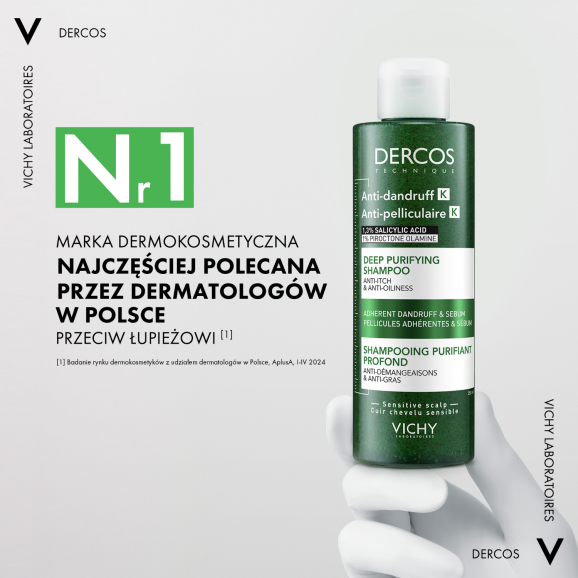 Vichy Dercos Anti Dandruff K, przeciwłupieżowy szampon peelingujący (250 ml) - zdjęcie produktu