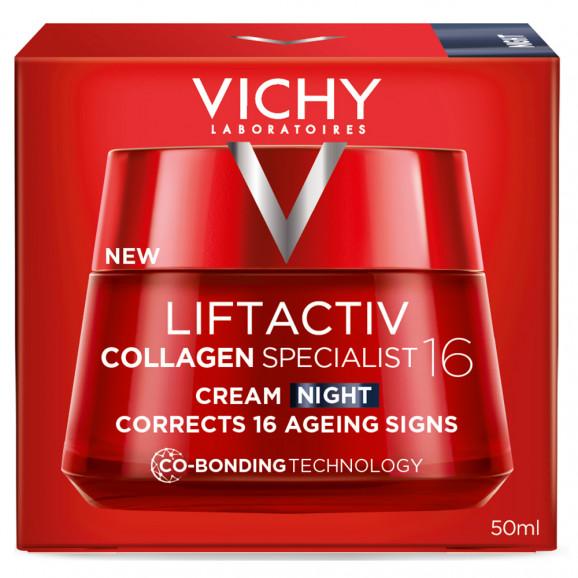 Vichy Liftactiv Collagen Specialist, przeciwzmarszczkowy krem z witaminą Cg i peptydami na noc, 50 ml - zdjęcie produktu