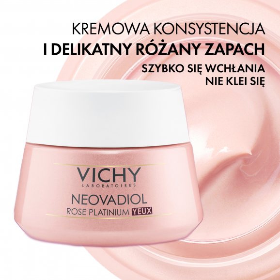 Vichy Neovadiol Rose Platinum Oczy, różany krem redukujący zmarszczki i opuchnięcia pod oczami, 15 ml Vichy Neovadiol Rose Platinum Oczy, różany krem redukujący zmarszczki i opuchnięcia pod oczami, 15 ml - zdjęcie produktu
