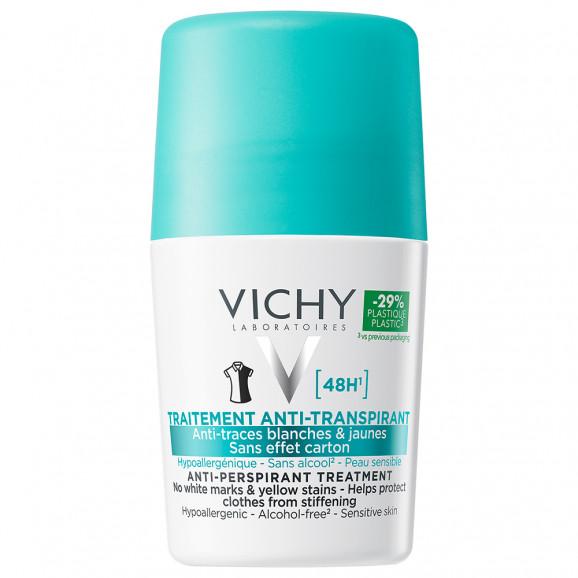 Vichy Antyperspirant roll-on 48h, przeciw śladom na ubraniach, 50 ml Vichy Antyperspirant roll-on 48h, przeciw śladom na ubraniach, 50 ml - zdjęcie produktu