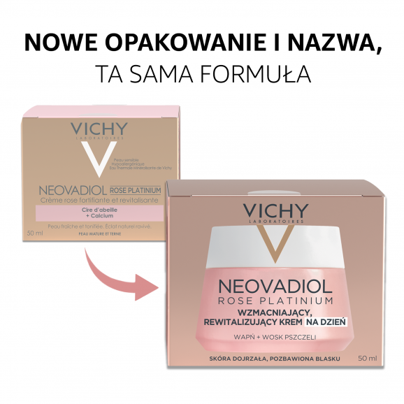 Vichy Neovadiol Rose Platinium Krem wzmacniająco-rewitalizujący na dzień, skóra dojrzała, 50 ml Vichy Neovadiol Rose Platinium Krem wzmacniająco-rewitalizujący na dzień, skóra dojrzała, 50 ml - zdjęcie produktu