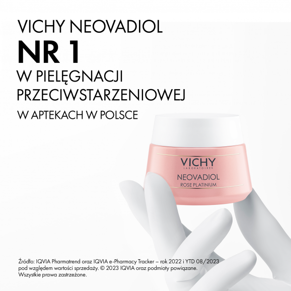 Vichy Neovadiol Rose Platinium Krem wzmacniająco-rewitalizujący na dzień, skóra dojrzała, 50 ml Vichy Neovadiol Rose Platinium Krem wzmacniająco-rewitalizujący na dzień, skóra dojrzała, 50 ml - zdjęcie produktu