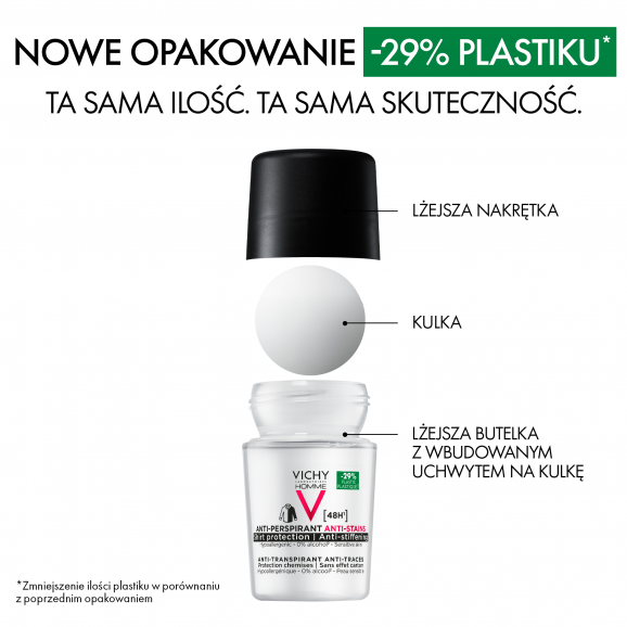 Vichy Homme 48h Antyperspirant w kulce przeciw śladom na ubraniach, 50 ml - zdjęcie produktu