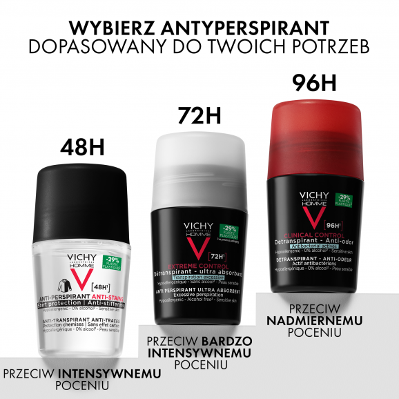 Vichy Homme 48h Antyperspirant w kulce przeciw śladom na ubraniach, 50 ml - zdjęcie produktu