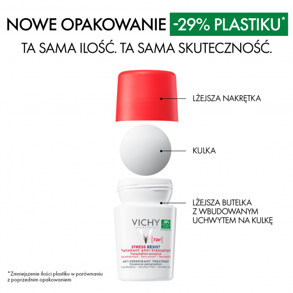 Vichy Stress Resist Antyperspirant roll-on, intensywna kuracja przeciw poceniu się, 72h, 50 ml - zdjęcie produktu