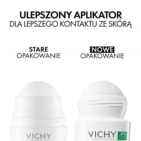 Vichy, kojący antyperspirant roll-on do skóry wrażliwej lub po depilacji, 50 ml - zdjęcie produktu