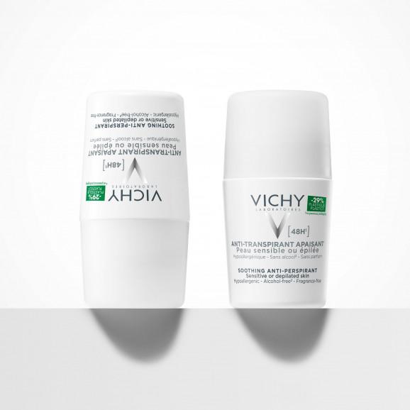 Vichy, kojący antyperspirant roll-on do skóry wrażliwej lub po depilacji, 50 ml - zdjęcie produktu