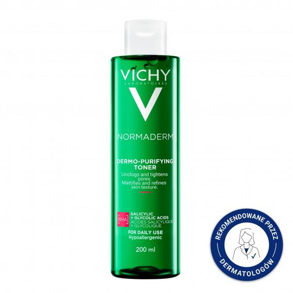 Vichy Normaderm Tonik oczyszczający i zwężający pory, skóra tłusta i wrażliwa, 200 ml Vichy Normaderm Tonik oczyszczający i zwężający pory, skóra tłusta i wrażliwa, 200 ml - zdjęcie produktu