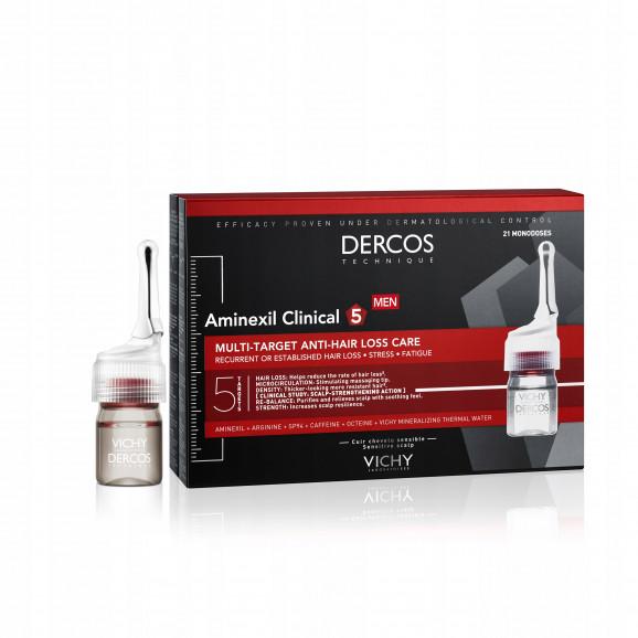Vichy Dercos Aminexil Clinical 5 – kuracja przeciw wypadaniu włosów dla mężczyzn (21 ampułek po 6 ml) Vichy Dercos Aminexil Clinical 5 – kuracja przeciw wypadaniu włosów dla mężczyzn (21 ampułek po 6 ml) - zdjęcie produktu