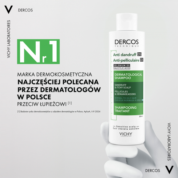 Vichy Dercos Anti Dandruff Szampon przeciwłupieżowy, włosy normalne i przetłuszczające się, 200 ml - zdjęcie produktu