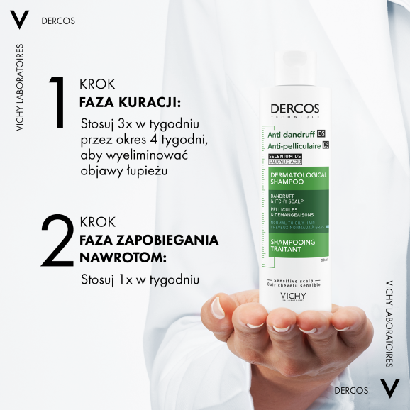 Vichy Dercos Anti Dandruff Szampon przeciwłupieżowy, włosy normalne i przetłuszczające się, 200 ml - zdjęcie produktu