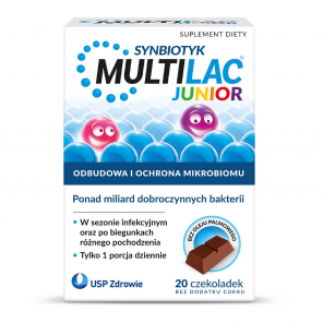 [05.05.2026] Multilac Junior Synbiotyk, czekoladki bez cukru, 20 szt. - zdjęcie produktu