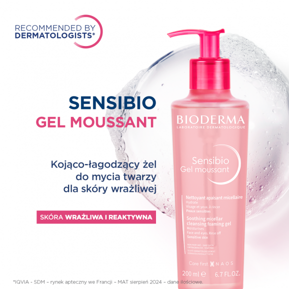 Bioderma Sensibio Gel Moussant, łagodzący żel micelarny do mycia twarzy, skóra wrażliwa i nadwrażliwa, 200 ml - zdjęcie produktu