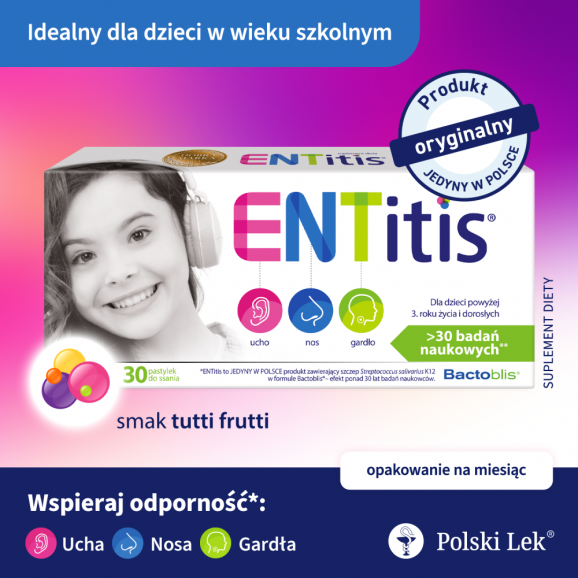 ENTitis pastylki do ssania o smaku tutti frutti (30 sztuk) - zdjęcie produktu