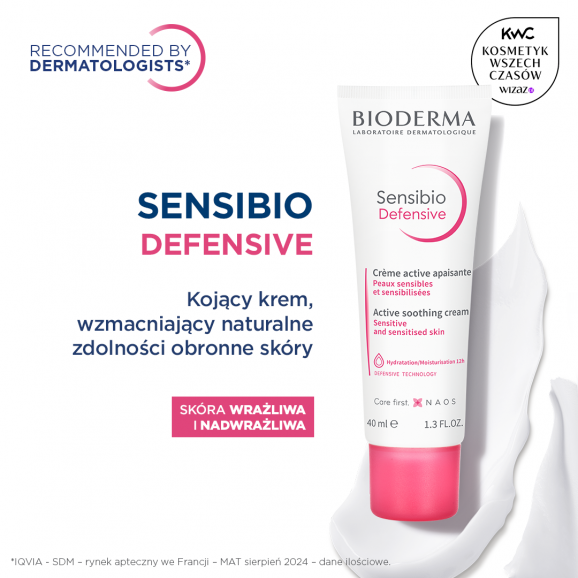 Bioderma Sensibio Defensive, kojący krem do twarzy, skóra wrażliwa, 40 ml Bioderma Sensibio Defensive, kojący krem do twarzy, skóra wrażliwa, 40 ml - zdjęcie produktu