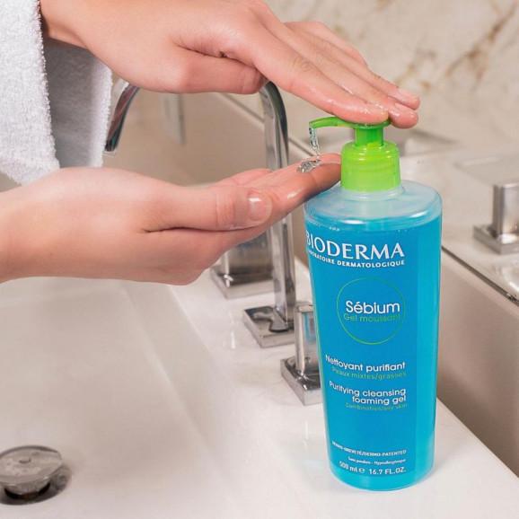 Bioderma Sebium Gel Moussant, antybakteryjny żel do mycia twarzy, cera mieszana i trądzikowa, 500 ml - zdjęcie produktu