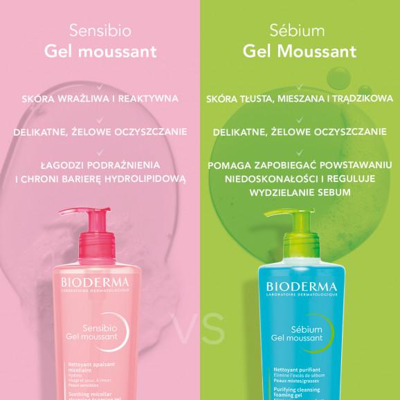 Bioderma Sebium Gel Moussant, antybakteryjny żel do mycia twarzy, cera mieszana i trądzikowa, 500 ml - zdjęcie produktu