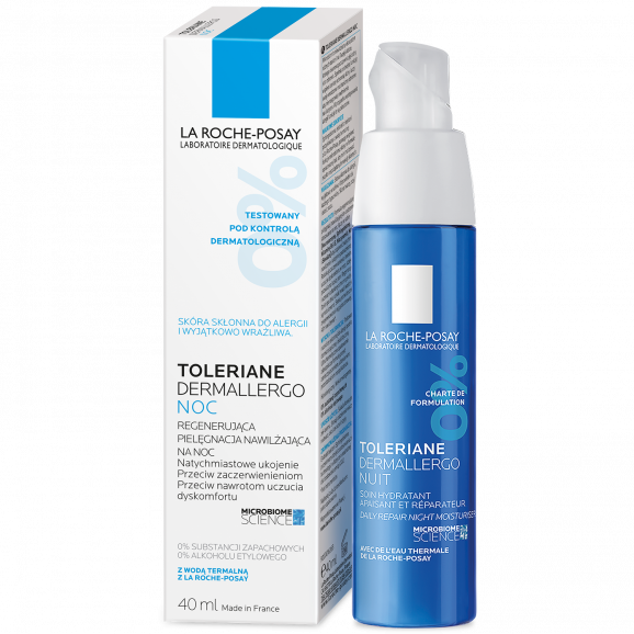 La Roche-Posay Toleriane Dermallergo, krem do twarzy na noc, nawilżający i regenerujący (40 ml) - zdjęcie produktu