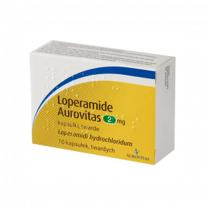 Loperamide Aurovitas 2 mg (10 kapsułek) – lek przeciwbiegunkowy - zdjęcie produktu