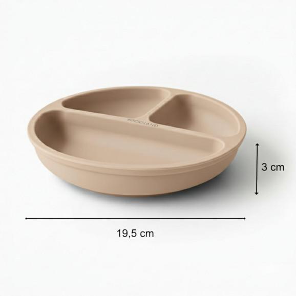 Talerzyk silikonowy z podziałką i przyssawkami (beżowy) Bocioland, 1 szt. - zdjęcie produktu