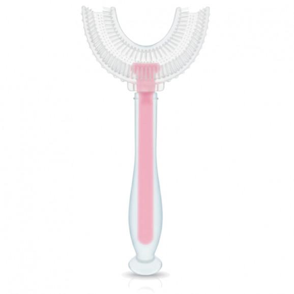 Silikonowa szczoteczka do zębów dla dzieci w kształcie U (różowa) Bocioland Silikonowa szczoteczka do zębów dla dzieci w kształcie U (różowa) Bocioland - zdjęcie produktu