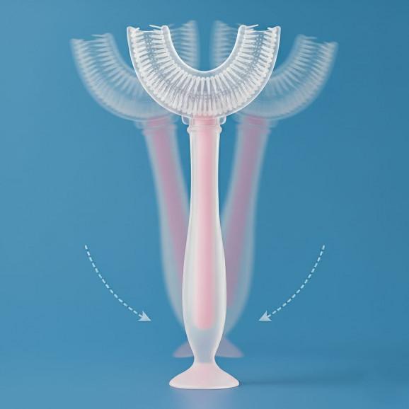 Silikonowa szczoteczka do zębów dla dzieci w kształcie U (różowa) Bocioland Silikonowa szczoteczka do zębów dla dzieci w kształcie U (różowa) Bocioland - zdjęcie produktu