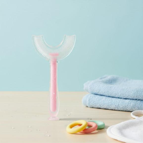 Silikonowa szczoteczka do zębów dla dzieci w kształcie U (różowa) Bocioland Silikonowa szczoteczka do zębów dla dzieci w kształcie U (różowa) Bocioland - zdjęcie produktu