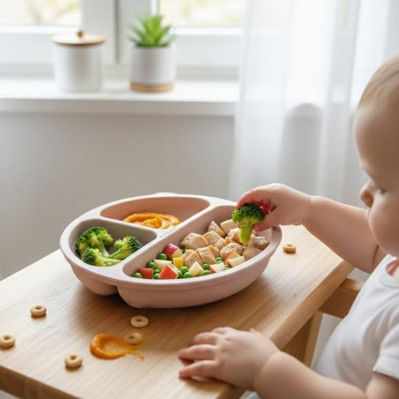 Talerzyk silikonowy z podziałką i przyssawkami (różowy) Bocioland, 1 szt. Talerzyk silikonowy z podziałką i przyssawkami (różowy) Bocioland, 1 szt. - zdjęcie produktu